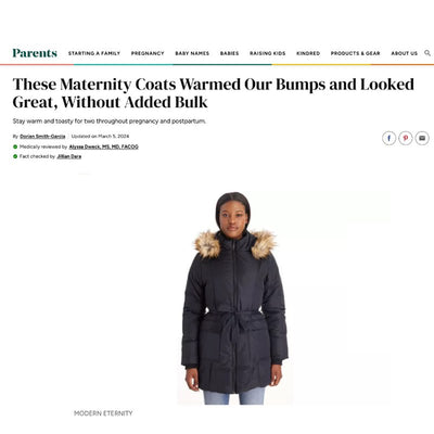 Modern Eternity maternity coat was featured on Parents.com